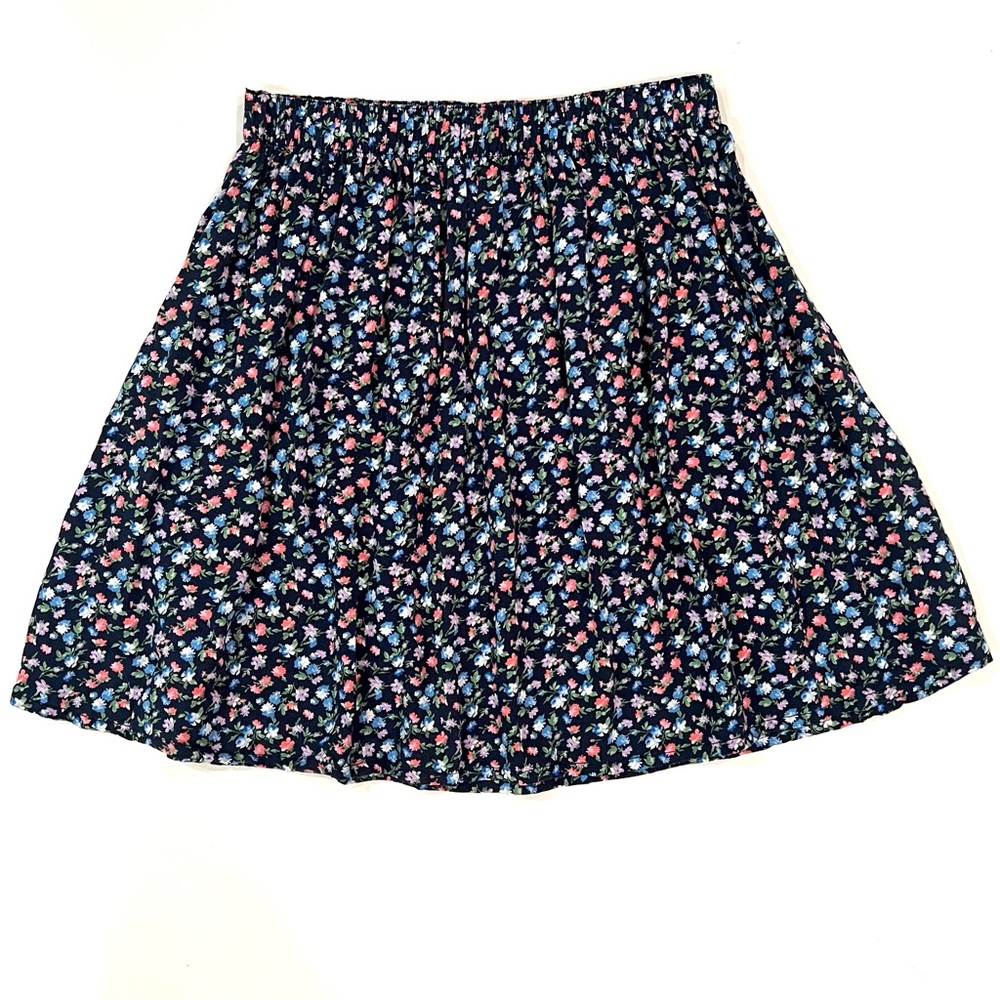 Abercrombie & Fitch Navy Blue Floral Print Mini Skirt Womens XS EUC